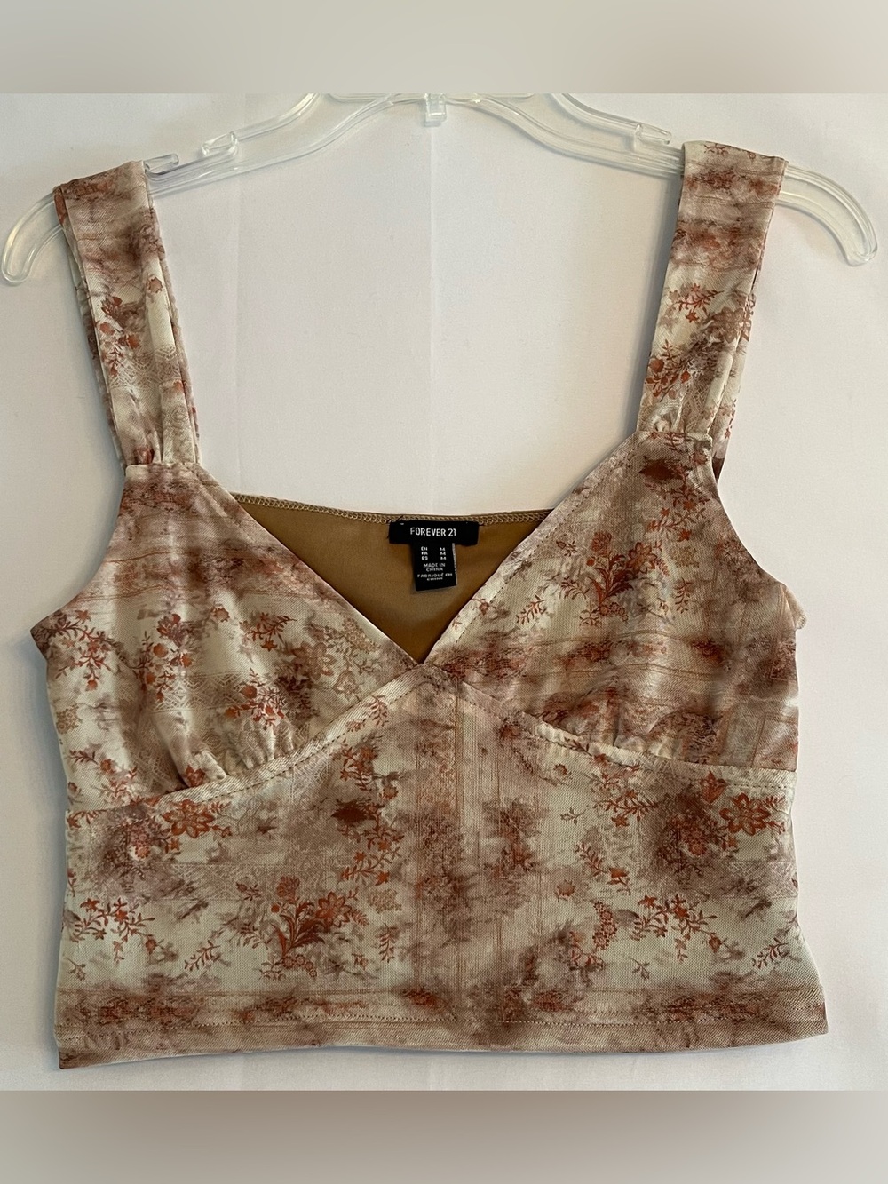 Forever 21 Fairycore Mesh Crop Top Floral M